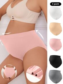 SHEIN 孕婦實色簡約舒適內褲（5入組），適用於孕婦 - 彩色 - 查看 6