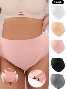 SHEIN 孕婦實色簡約舒適內褲（5入組），適用於孕婦 - 彩色 - 查看 8