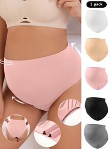 SHEIN 孕婦實色簡約舒適內褲（5入組），適用於孕婦 - 彩色 - 查看 5