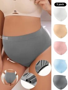 SHEIN Maternity Plain Simple Comfortable Panties (Pack Of 5) For Mother - Multicolor - View 5