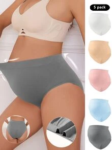 SHEIN Maternity Plain Simple Comfortable Panties (Pack Of 5) For Mother - Multicolor - View 6