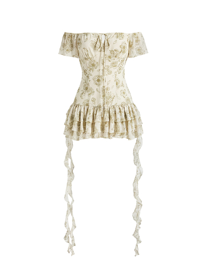 Sweetness Vestido mini para mujer de primavera, verano y otoño, estilo francés dulce y soñador, estampado tie dye de jardín vacacional, sexy, con espalda descubierta y volantes multicapa