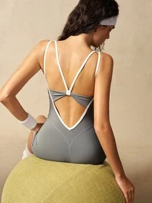 VARSIVA Women's Colorblock Casual Modest Sporty Daily Gym Outdoor Sports Romper Grey Summer - Multicolor - View 8