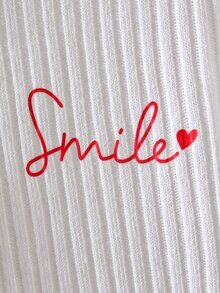 Elladie kids 女童白色針織開襟衫圓領白色鈕扣長袖紅色草莓「Smile」字母箔印軟面料春秋休閒西式 - 白色 - 查看 7