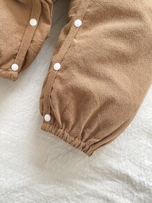 SHEIN Vintaside Kids 女嬰荷葉領長袖連身褲附髮帶，家庭套裝簡約穿搭 - 彩色 - 查看 8