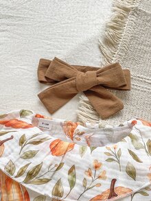 SHEIN Vintaside Kids 女嬰荷葉領長袖連身褲附髮帶，家庭套裝簡約穿搭 - 彩色 - 查看 3