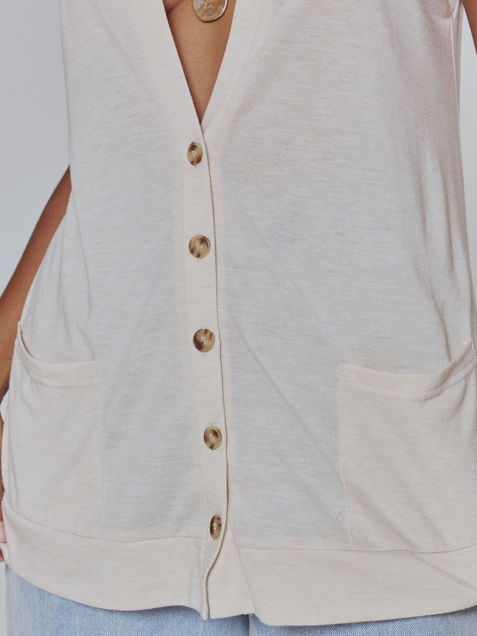 Cream Oversized V Neck Longline Baggy Pockets Cardigan