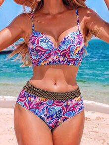 Swim Lushoire 度假海灘佩斯利印花兩件式泳衣 - 彩色 - 查看 3