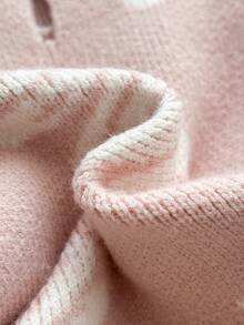 SHEIN Baby Girl Knit Sweater Jumpsuit With Floral Jacquard Long Sleeve, Suitable For Matching With Padded Coat, Autumn/Winter - Pink - View 10