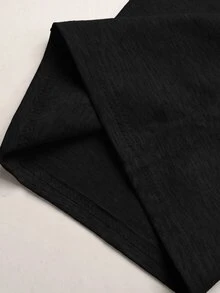 SHEIN 青少年女孩時尚休閒拼色腰帶運動長褲 - 黑色 - 查看 7