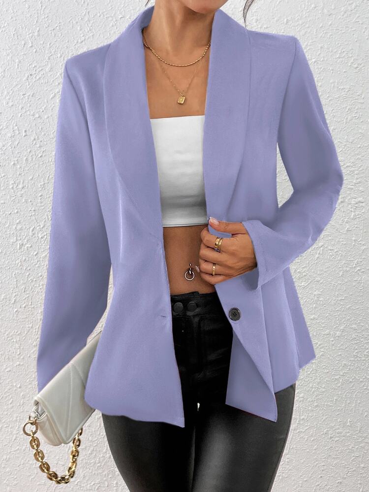 SHEIN Unity Women's Slim Fit Black Long Sleeve Sexy Blazer Jacket, Winter - Blue - View 3