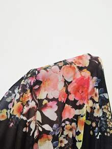 Slumberist Floral Print Lace Patchwork See-Through Slip Dress With 3D Floral Decor PerfectSummer - Black - View 8