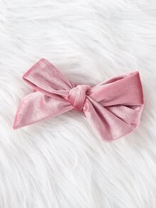 SHEIN 女嬰秋冬天鵝絨洋裝套裝，復古灰粉色長袖公主洋裝，蕾絲飾邊配大蝴蝶結，附配套髮箍，時尚周歲生日派對洋裝 - 粉色 - 查看 8