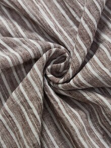 Rusticease Plus Size Women's Striped Single-Breasted Long Sleeve Long Casual Shirt Fall - Brown - View 7