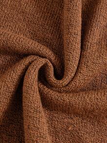 Rusticease Women's Plus Size Knit Sweater, Solid Color Crochet Round Neck Casual Pullover Top, Autumn/Winter - Brown - View 7