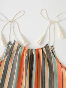 Travachic Plus Size Casual Boho Orange Spaghetti Strap Vacation Dress For Summer/, Halloween, Beach Vacation - Multicolor - View 3