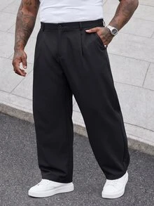 Ethos Form 加大码男士修身黑色西装裤，正式场合穿着 - 黑色 - 查看 1