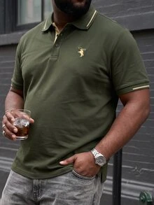 Ethos Form 男士大尺碼休閒短袖 Polo 衫，正式、儀式 - 軍綠色 - 查看 3