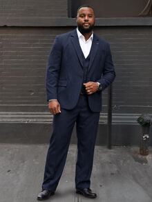 Ethos Form Men Plus Size 3pcs Business Commute Blazer, Waistcoat And Pants Suit Set Navy Blue Suit Set, Formal, Ceremony - Royal Blue - View 3