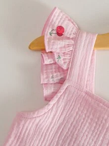 女童全印花連身褲，休閒可愛復古波西米亞風，寬鬆圖案設計，適合夏季返校、戶外運動與日常穿著，舒適套裝 - 粉色 - 查看 5
