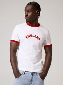 Musero England Muscle Fit Ringer Tshirt Contrast Neck And Sleeve Detail Spring Summer Essentials - White - View 2