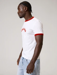 Musero England Muscle Fit Ringer Tshirt Contrast Neck And Sleeve Detail Spring Summer Essentials - White - View 3