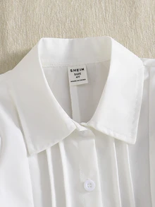 Girls' White Short Sleeve Shirt, Back To School, Daily Wear, Outings - White - View 2