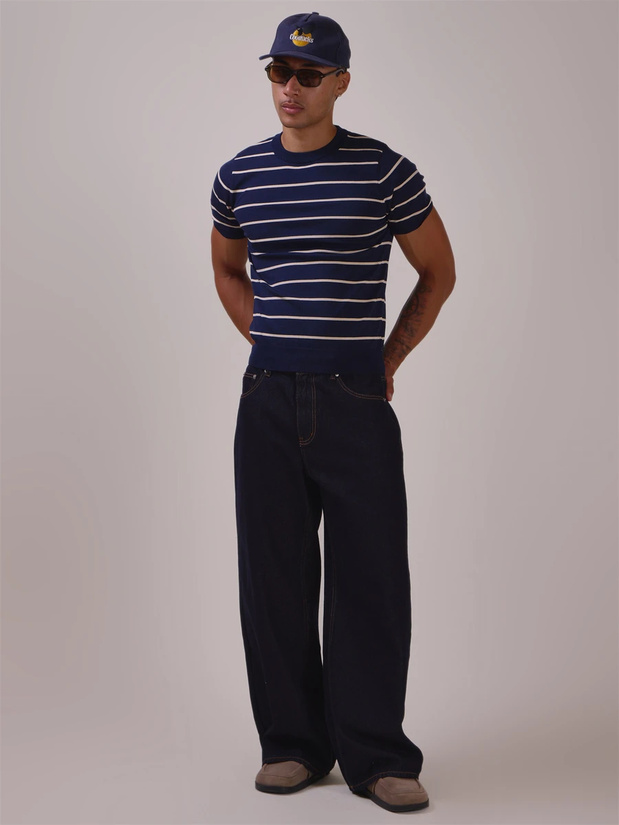 Musero Muscle Fit Stripe Crew Neck Lightweight Knit Top Spring Summer Essentials - Multicolor - View 1