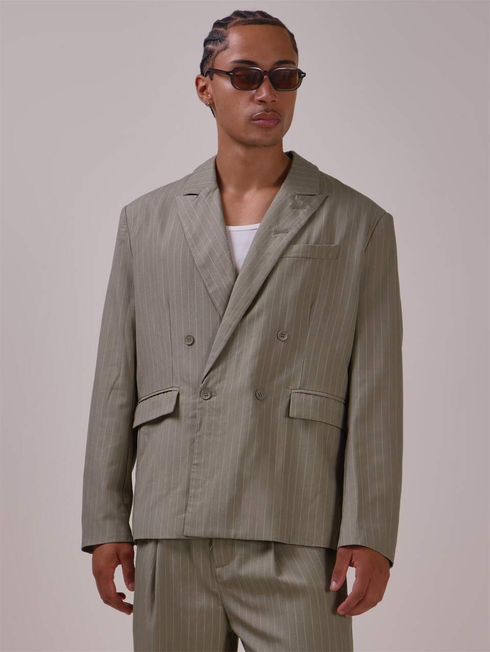Double Breasted Striped Blazer Double Front Pockets Spring Summer Essentials Co Ord Blazer Only