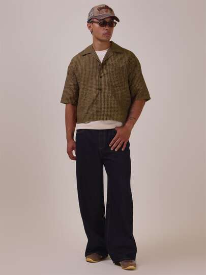 Musero Oversized Lose Fitting Shirt Button Up Closure Large Back Tonal Embroidery Spring Summer Essentials