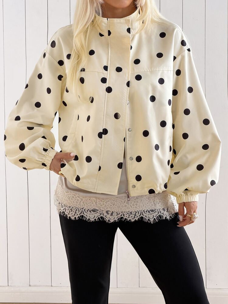 SHEIN EZwear 黃色圓點編織女款夾克 - 淡黃色 - 查看 3