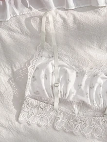 PetitDoll 女款蕾絲拼接內衣套裝 2件組 - 白色 - 查看 6