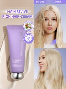 SHEGLAM HAIR كريم الشعر الغني "أون ذا جلو" لتنشيط الشعر في دقيقة واحدة - 70 غرام، ماسك للشعر، بلسم مرطب للشعر يُترك على الشعر، كريم يُترك على الشعر، تحكم في التجعد لمدة 72 ساعة، تغذية عميقة، حماية متعددة الفوائد للشعر التالف أو المجعد - ارجواني فاتح - مشاهدة 1