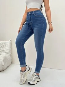 Flexra Women's Casual Washed Slim Fit Jeans - Blue - View 9