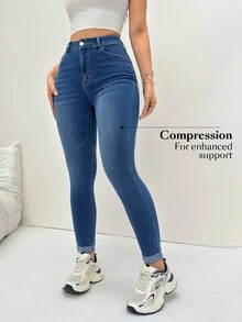 Flexra Women's Casual Washed Slim Fit Jeans - Blue - View 3
