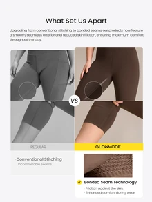 GLOWMODE 24 英寸 FeatherFit™ 保持经典无缝高腰持久舒适后袋紧身裤低冲击瑜伽 - Dark Blue - 查看 2