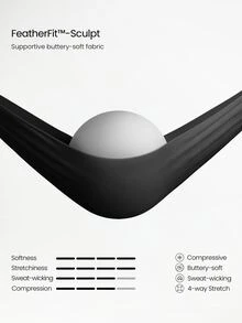 GLOWMODE بودي سوت هالتر ثنائي اللون 4.3" FeatherFit™-Sculpt Glow All Out مع حمالة هالتر قابلة للتعديل وكؤوس قابلة للإزالة للجم والتمرين واللياقة البدنية والتدريب والأنشطة الخارجية - الأسود - مشاهدة 6