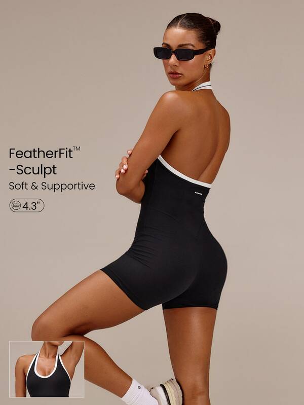 GLOWMODE 4.3" FeatherFit™-Sculpt Glow All Out Body de Dos Tonos con Halter Ajustable & Copas Removibles para Gimnasio, Entrenamiento, Fitness y Exterior