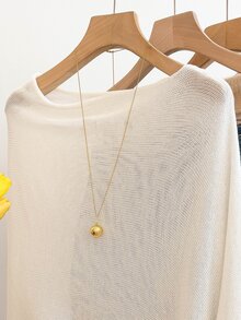 GlowEve Women's Casual Loose Vacation Style White Shawl Poncho Sweater, Suitable For Spring & Summer - White - View 8