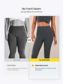 GLOWMODE 24'' CoreHold FeatherFit™-Sculpt CoreHold No Slip Fit Boning Tummy Control No Front Seam Leggings With Side Pockets Workout Gym Spring - charcoal ash - View 7