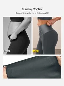 GLOWMODE 24'' CoreHold FeatherFit™-Sculpt CoreHold No Slip Fit Boning Tummy Control No Front Seam Leggings With Side Pockets Workout Gym Spring - charcoal ash - View 6