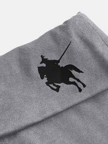 SHEIN 青少年女孩秋季街頭風酷炫百搭復古收口印花Y2K長褲，適合日常穿搭與返校季 - 灰色 - 查看 5