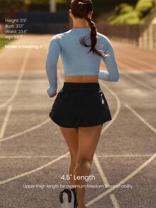 GLOWMODE 4.5" VitalSwift Fast Moves Lightweight Quick-Dry Stretchy Odor Control Zipper Pocket Shorts Tennis Running Workout Gym For Thick Thighs - Black - View 4