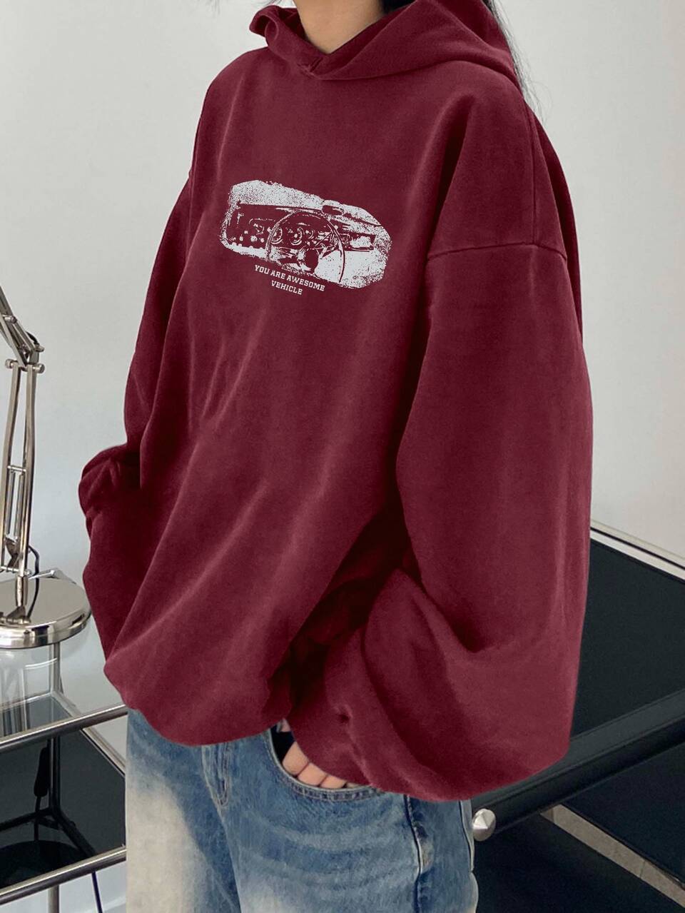 Women's Minimalist Printed Sweatshirt, Long Sleeve Sweatshirt Fall/Winter Hoodies Cute Tops