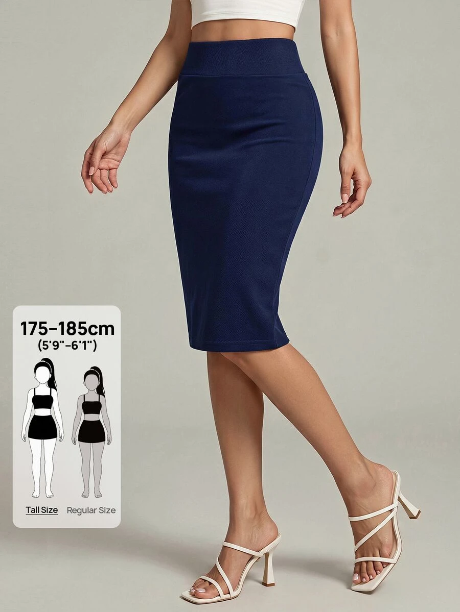 SHEIN Tall 高腰純色鉛筆裙，適合高個女性
