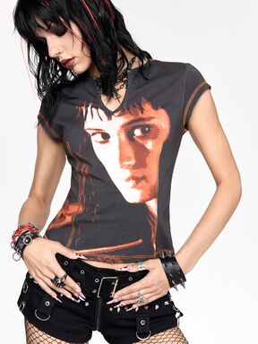 Beetlejuice X ROMWE Women's Character Graphic Print Streetwear Hip Hop T-Shirt