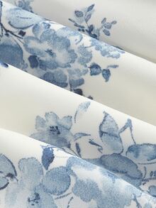 SHEIN MOD Abito Canotta Floreale Da Donna Con Orlo Arricciato - Blu e Bianco - Visualizzare 6