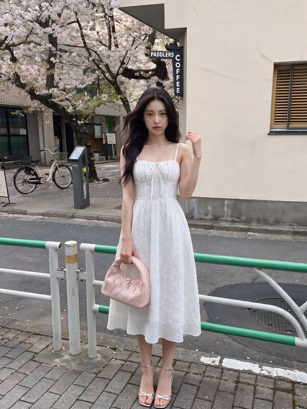 SHEIN MOD Frill Trim Schiffy Cami Dress,White Graduation Dress, Wedding Guest Dress