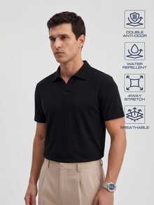 TekDrob Double Anti-Odor And Water Proof Buttonless Polo With Regular Fit - Black - View 5