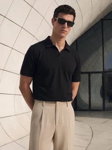 TekDrob Double Anti-Odor And Water Proof Buttonless Polo With Regular Fit - Black - View 1